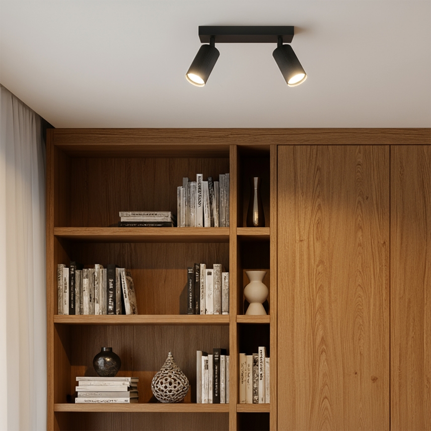 Brilagi - LED RGBW ρυθμιζόμενο σποτ φωτιστικό SELE MODERN 2xGU10/6W/230V 3000K μαύρο + τηλεχειριστήριο