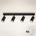 Brilagi - LED RGBW ρυθμιζόμενο σποτ φωτιστικό SELE MODERN 4xGU10/4,8W/230V 3000K μαύρο + τηλεχειριστήριο