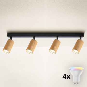 Brilagi - LED RGBW ρυθμιζόμενο σποτ φωτιστικό SELE MODERN 4xGU10/4,8W/230V 3000K χρυσό + τηλεχειριστήριο