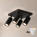 Brilagi - LED RGBW ρυθμιζόμενο σποτ φωτιστικό SELE SQUARE 4xGU10/6,5W/230V 2700-6500K μαύρο