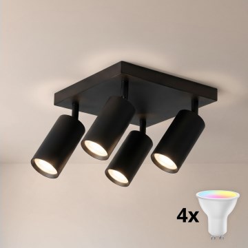 Brilagi - LED RGBW ρυθμιζόμενο σποτ φωτιστικό SELE SQUARE 4xGU10/6,5W/230V 2700-6500K μαύρο