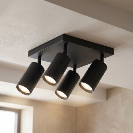 Brilagi - LED RGBW ρυθμιζόμενο σποτ φωτιστικό SELE SQUARE 4xGU10/6,5W/230V 2700-6500K μαύρο