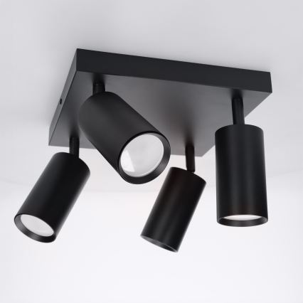 Brilagi - LED RGBW ρυθμιζόμενο σποτ φωτιστικό SELE SQUARE 4xGU10/6,5W/230V 2700-6500K μαύρο