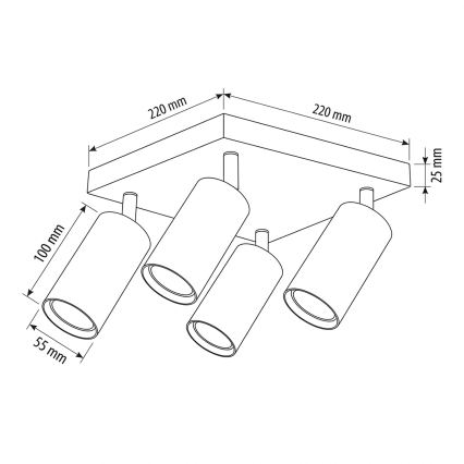Brilagi - LED RGBW ρυθμιζόμενο σποτ φωτιστικό SELE SQUARE 4xGU10/6,5W/230V 2700-6500K μαύρο