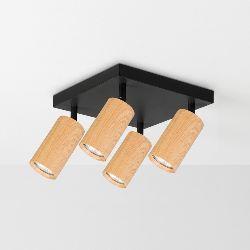 Brilagi - LED RGBW ρυθμιζόμενο σποτ φωτιστικό SELE SQUARE 4xGU10/6,5W/230V 2700-6500K μαύρο/φινίρισμα δρυός