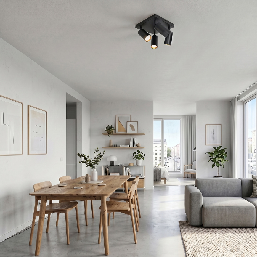 Brilagi - Ρυθμιζόμενο LED RGBW σποτ φωτιστικό SELE SQUARE 4xGU10/6,5W/230V 2700-6500K μαύρο/χρυσό