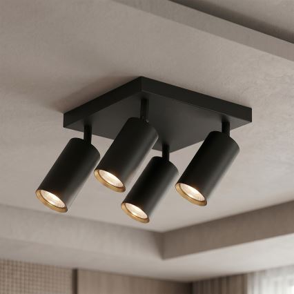 Brilagi - Ρυθμιζόμενο LED RGBW σποτ φωτιστικό SELE SQUARE 4xGU10/6,5W/230V 2700-6500K μαύρο/χρυσό