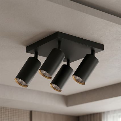 Brilagi - Ρυθμιζόμενο LED RGBW σποτ φωτιστικό SELE SQUARE 4xGU10/6,5W/230V 2700-6500K μαύρο/χρυσό