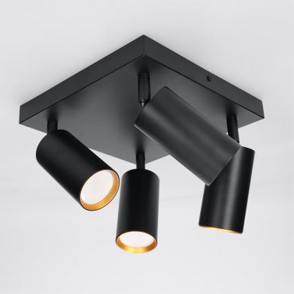 Brilagi - Ρυθμιζόμενο LED RGBW σποτ φωτιστικό SELE SQUARE 4xGU10/6,5W/230V 2700-6500K μαύρο/χρυσό