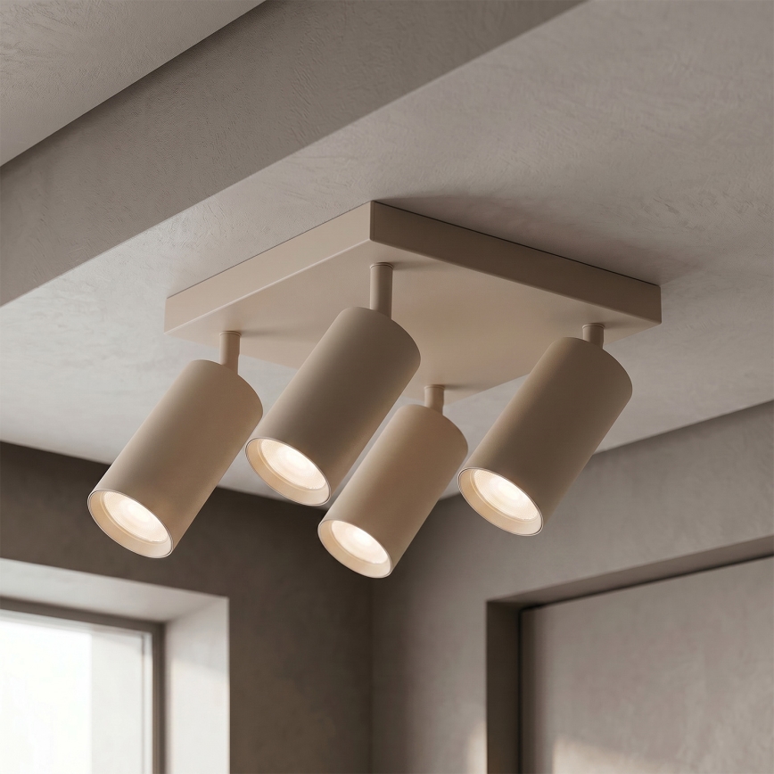 Brilagi - LED RGBW ρυθμιζόμενο φωτιστικό σποτ SELE SQUARE 4xGU10/6,5W/230V 2700-6500K μπεζ