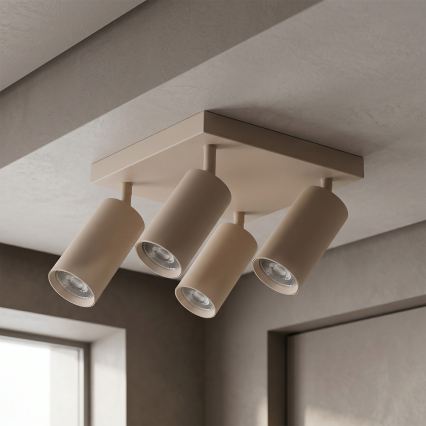 Brilagi - LED RGBW ρυθμιζόμενο φωτιστικό σποτ SELE SQUARE 4xGU10/6,5W/230V 2700-6500K μπεζ