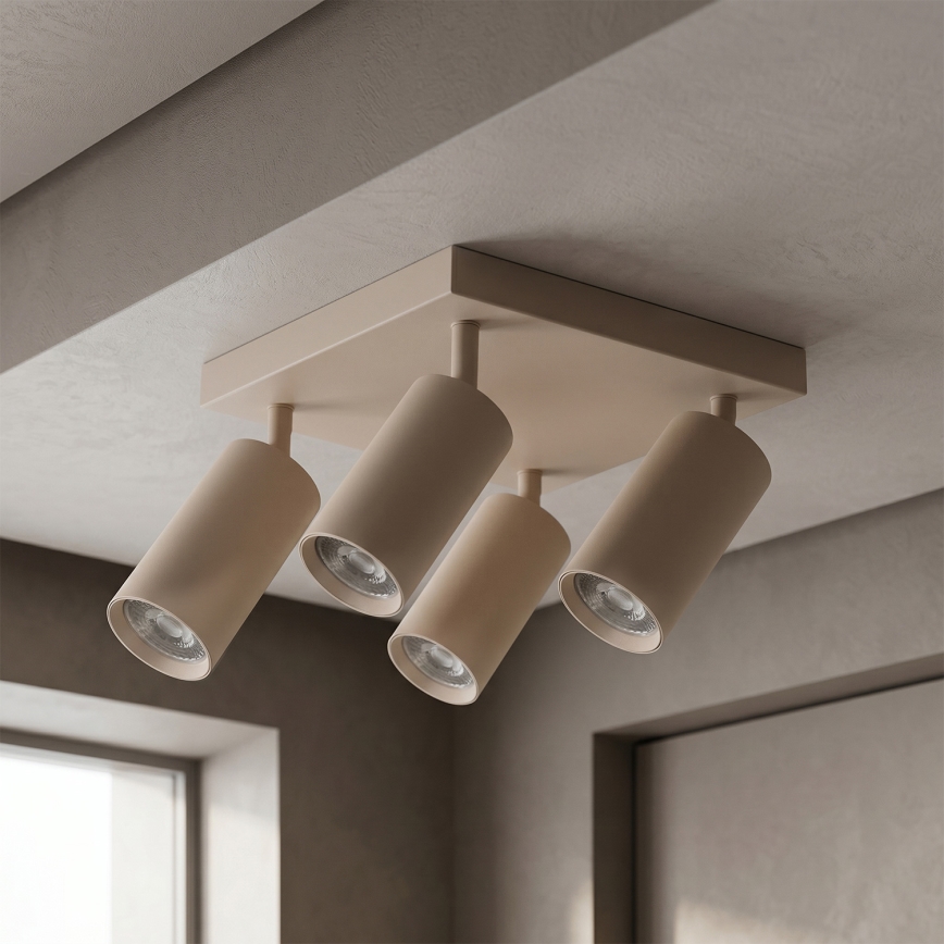 Brilagi - LED RGBW ρυθμιζόμενο φωτιστικό σποτ SELE SQUARE 4xGU10/6,5W/230V 2700-6500K μπεζ