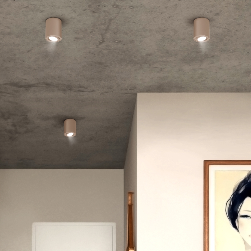 Brilagi - LED RGBW ρυθμιζόμενο σποτ φωτιστικό MIA 1xGU10/4,8W/230V 3000K 100x80 mm μπεζ + τηλεχειριστήριο