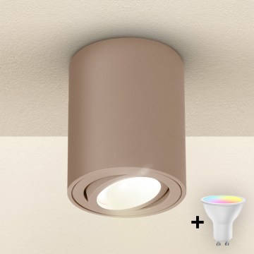 Brilagi - LED RGBW Ρυθμιζόμενο σποτ MIA 1xGU10/4,8W/230V 3000K 100x80 mm μπεζ + τηλεχειριστήριο