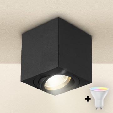 Brilagi - LED RGBW ρυθμιζόμενο σποτ MIA 1xGU10/4,8W/230V 3000K 84x80 mm μαύρο + τηλεχειριστήριο