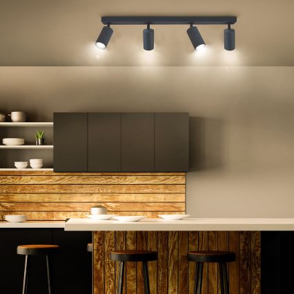 Brilagi - LED RGBW Ρυθμιζόμενο σποτ φωτιστικό SELE 4xGU10/6W/230V 3000K ανθρακί + τηλεχειριστήριο