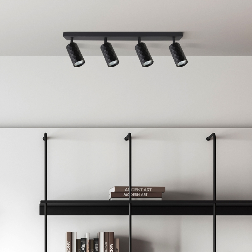 Brilagi - LED RGBW ρυθμιζόμενο σποτ φωτιστικό SELE DIAMANT 4xGU10/4,8W/230V 3000K μαύρο + τηλεχειριστήριο