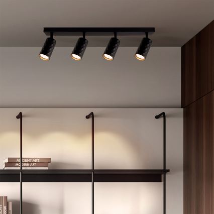 Brilagi - LED RGBW ρυθμιζόμενο σποτ φωτιστικό SELE DIAMANT 4xGU10/4,8W/230V 3000K μαύρο + τηλεχειριστήριο