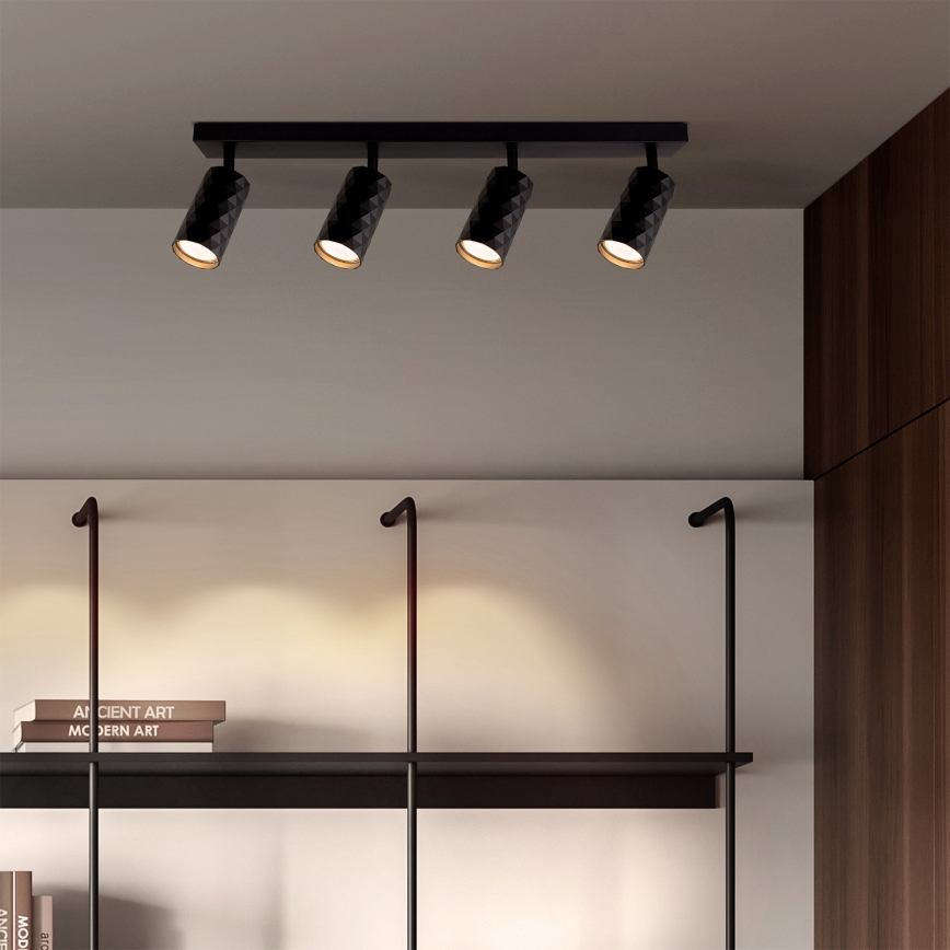 Brilagi - LED RGBW ρυθμιζόμενο σποτ φωτιστικό SELE DIAMANT 4xGU10/4,8W/230V 3000K μαύρο + τηλεχειριστήριο
