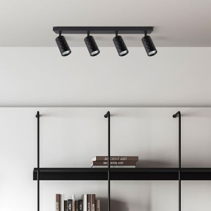 Brilagi - LED RGBW ρυθμιζόμενο σποτ φωτιστικό SELE DIAMANT 4xGU10/6W/230V 3000K μαύρο + τηλεχειριστήριο