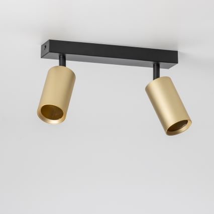 Brilagi - LED RGBW Ρυθμιζόμενο σποτ SELE GOLDEN 2xGU10/4,8W/230V 3000K μαύρο/χρυσό + τηλεχειριστήριο