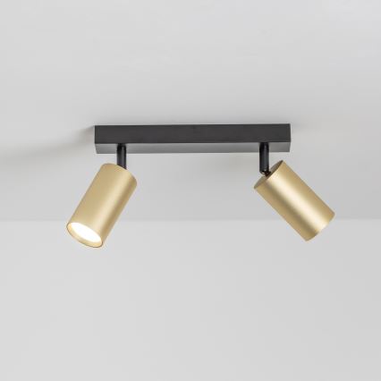 Brilagi - LED RGBW Ρυθμιζόμενο σποτ SELE GOLDEN 2xGU10/4,8W/230V 3000K μαύρο/χρυσό + τηλεχειριστήριο