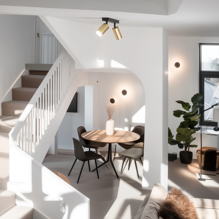 Brilagi - LED RGBW Ρυθμιζόμενο σποτ SELE GOLDEN 2xGU10/6W/230V 3000K μαύρο/χρυσό + τηλεχειριστήριο