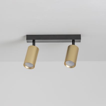 Brilagi - LED RGBW Ρυθμιζόμενο σποτ SELE GOLDEN 2xGU10/6W/230V 3000K μαύρο/χρυσό + τηλεχειριστήριο