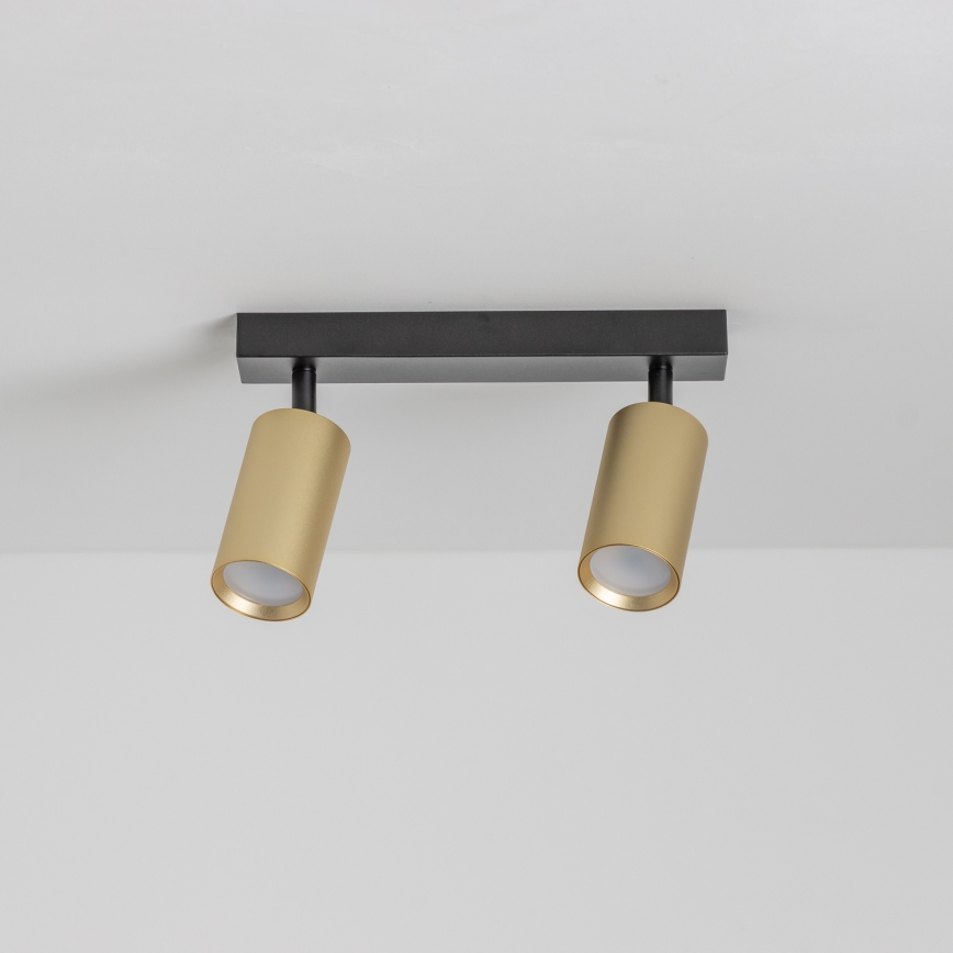 Brilagi - LED RGBW Ρυθμιζόμενο σποτ SELE GOLDEN 2xGU10/6W/230V 3000K μαύρο/χρυσό + τηλεχειριστήριο