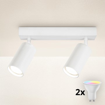 Brilagi - LED RGBW Ρυθμιζόμενο σποτ SELE MODERN 2xGU10/6,5W/230V 2700-6500K Wi-Fi λευκό