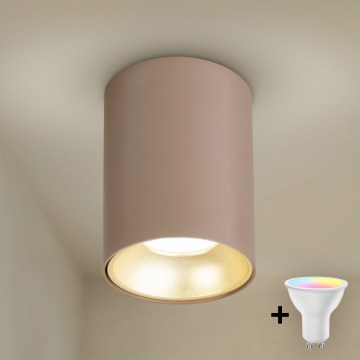 Brilagi - LED RGBW Ρυθμιζόμενο σποτ TRINE 1xGU10/4,8W/230V 3000K μπεζ/χρυσό + τηλεχειριστήριο