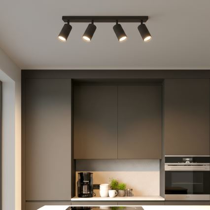 Brilagi - LED RGBW ρυθμιζόμενο σποτ φωτιστικό SELE MODERN 4xGU10/4,8W/230V 3000K μαύρο + τηλεχειριστήριο