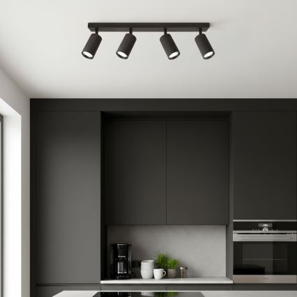 Brilagi - LED RGBW ρυθμιζόμενο σποτ φωτιστικό SELE MODERN 4xGU10/4,8W/230V 3000K μαύρο + τηλεχειριστήριο