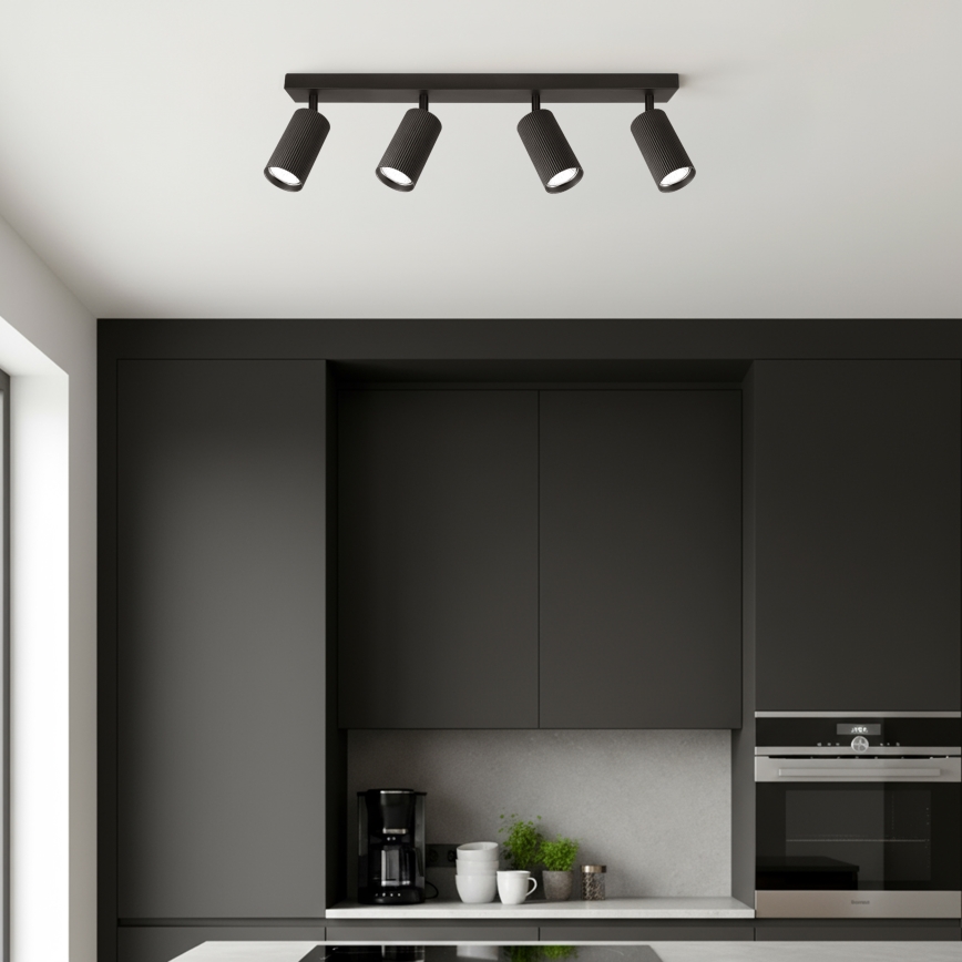 Brilagi - LED RGBW ρυθμιζόμενο σποτ φωτιστικό SELE MODERN 4xGU10/4,8W/230V 3000K μαύρο + τηλεχειριστήριο