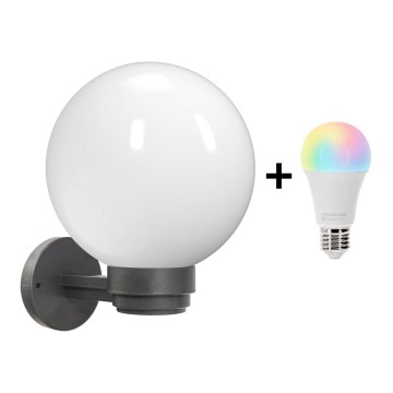 Brilagi - LED RGBW Ρυθμιζόμενο επιτοίχιο φωτιστικό εξωτερικού χώρου HARBOR 1xE27/15W/230V 2700-6500K IP33 ανθρακί/λευκό