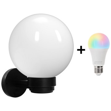 Brilagi - LED RGBW Ρυθμιζόμενο επιτοίχιο φωτιστικό εξωτερικού χώρου HARBOR 1xE27/15W/230V 2700-6500K IP33 μαύρο/λευκό