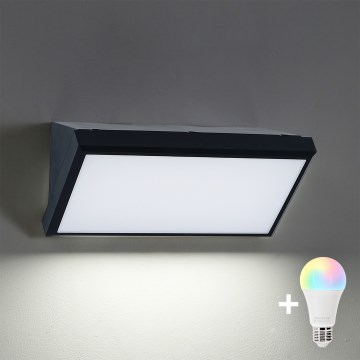 Brilagi - LED RGBW ρυθμιζόμενο επιτοίχιο φωτιστικό εξωτερικού χώρου TRIANGLE 1xE27/9W/230V 2700-6500K IP65 μαύρο