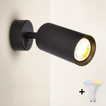 Brilagi - LED RGBW ρυθμιζόμενο επιτοίχιο σποτ SELE 1xGU10/4,8W/230V 3000K μαύρο + τηλεχειριστήριο