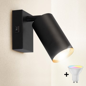 Brilagi - LED RGBW Ρυθμιζόμενο επιτοίχιο σποτ SELE 1xGU10/4,8W/230V 3000K μαύρο/χρυσό + τηλεχειριστήριο