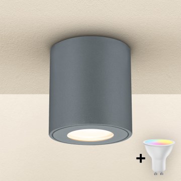 Brilagi - LED RGBW Ρυθμιζόμενο εξωτερικό φωτιστικό MIA 1xGU10/4,8W/230V 3000K 84x80 mm ανθρακί IP54 + τηλεχειριστήριο