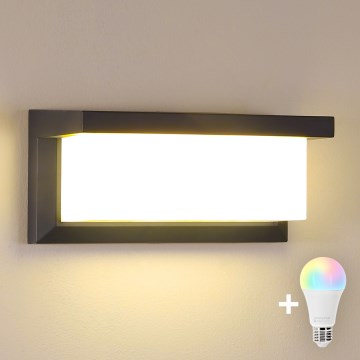 Brilagi - LED RGBW ρυθμιζόμενο εξωτερικό επιτοίχιο φωτιστικό BRICKY 1xE27/9W/230V 2700-6500K ανθρακί IP54