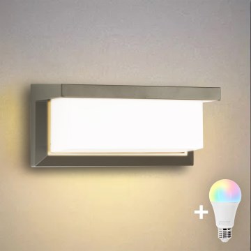 Brilagi - LED RGBW Ρυθμιζόμενο εξωτερικό επιτοίχιο φωτιστικό BRICKY 1xE27/9W/230V 2700-6500K IP54 γκρι