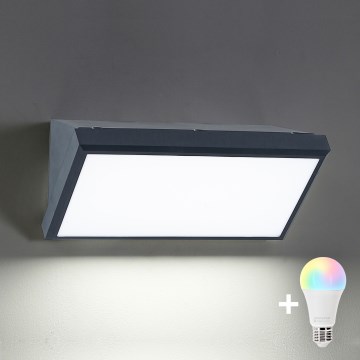 Brilagi - LED RGBW ρυθμιζόμενο εξωτερικό επιτοίχιο φωτιστικό TRIANGLE 1xE27/9W/230V 2700-6500K IP65 ανθρακί