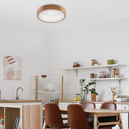 Brilagi - LED RGBW ρυθμιζόμενο φωτιστικό οροφής CARVALHO 3xE27/15W/230V 2700-6500K Wi-Fi, φινίρισμα δρυός, διάμ. 47,5 cm