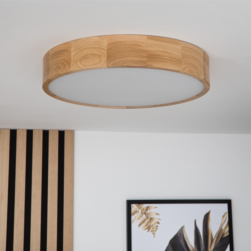 Brilagi - LED RGBW ρυθμιζόμενο φωτιστικό οροφής CARVALHO 3xE27/9W/230V 2700-6500K Wi-Fi, φινίρισμα δρυός, διάμ. 47,5 cm