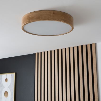 Brilagi - LED RGBW ρυθμιζόμενο φωτιστικό οροφής CARVALHO 3xE27/9W/230V 2700-6500K Wi-Fi, φινίρισμα δρυός, διάμ. 47,5 cm