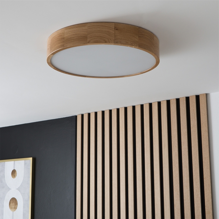 Brilagi - LED RGBW ρυθμιζόμενο φωτιστικό οροφής CARVALHO 3xE27/9W/230V 2700-6500K Wi-Fi, φινίρισμα δρυός, διάμ. 47,5 cm