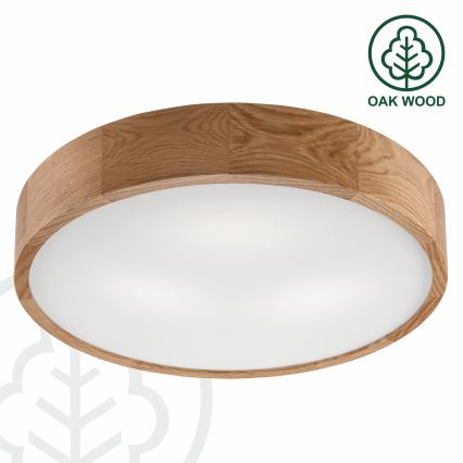 Brilagi - LED RGBW ρυθμιζόμενο φωτιστικό οροφής CARVALHO 3xE27/9W/230V 2700-6500K Wi-Fi, φινίρισμα δρυός, διάμ. 47,5 cm