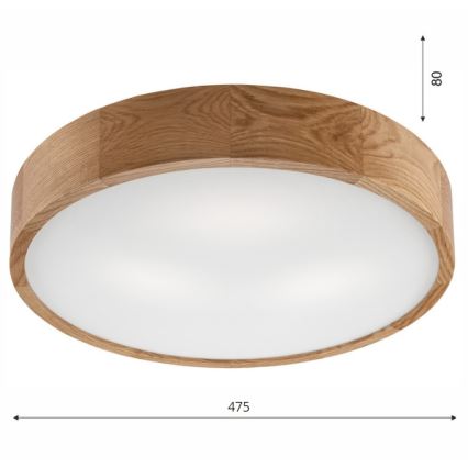 Brilagi - LED RGBW ρυθμιζόμενο φωτιστικό οροφής CARVALHO 3xE27/9W/230V 2700-6500K Wi-Fi, φινίρισμα δρυός, διάμ. 47,5 cm