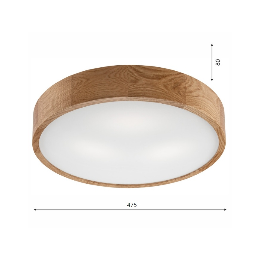Brilagi - LED RGBW ρυθμιζόμενο φωτιστικό οροφής CARVALHO 3xE27/9W/230V 2700-6500K Wi-Fi, φινίρισμα δρυός, διάμ. 47,5 cm